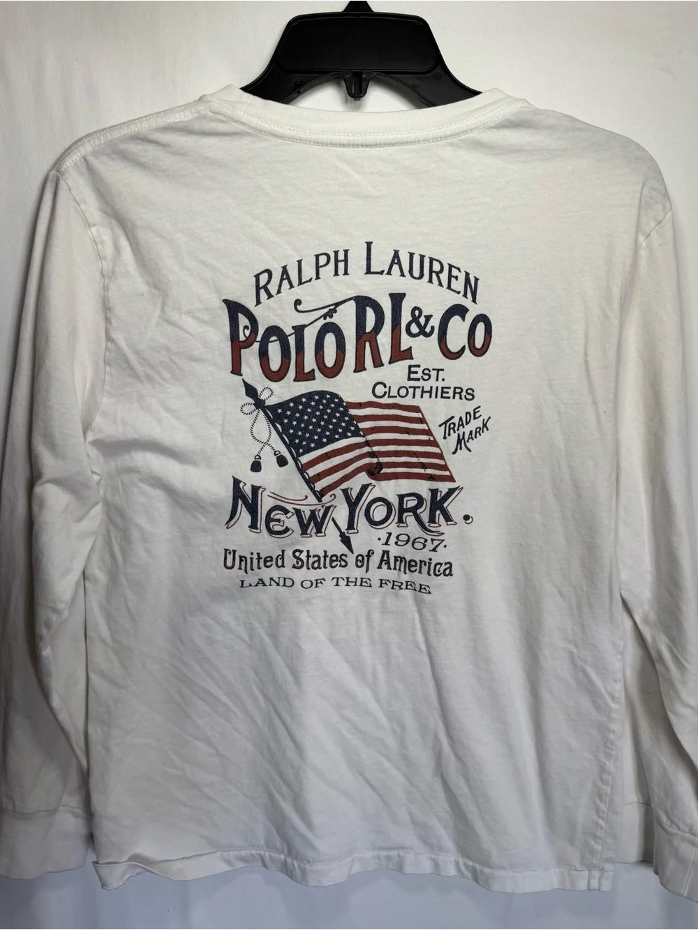 Polo by Ralph Lauren White Long-Sleeve Pocket Tee with Logo